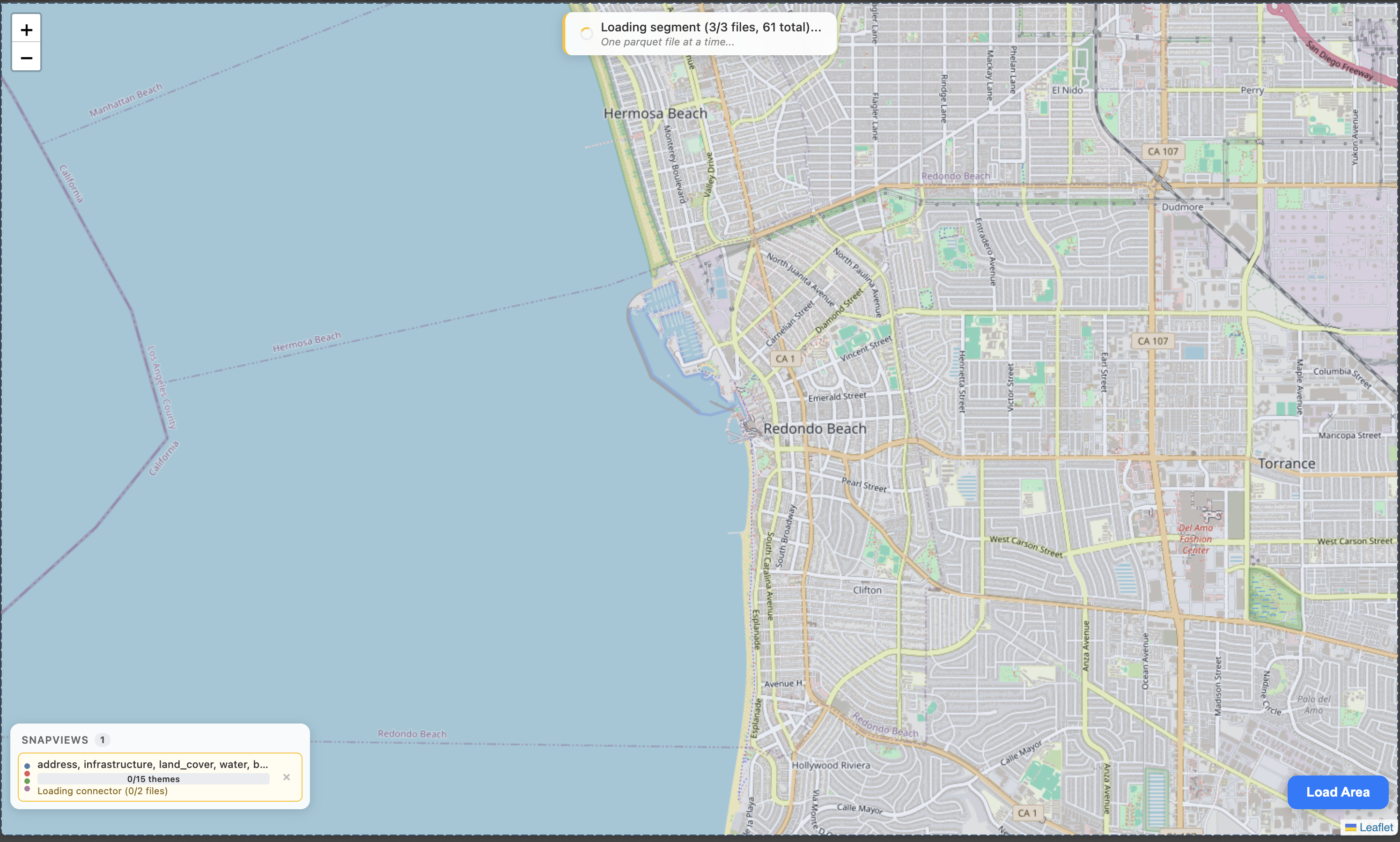 Map view with loading progress for parquet files