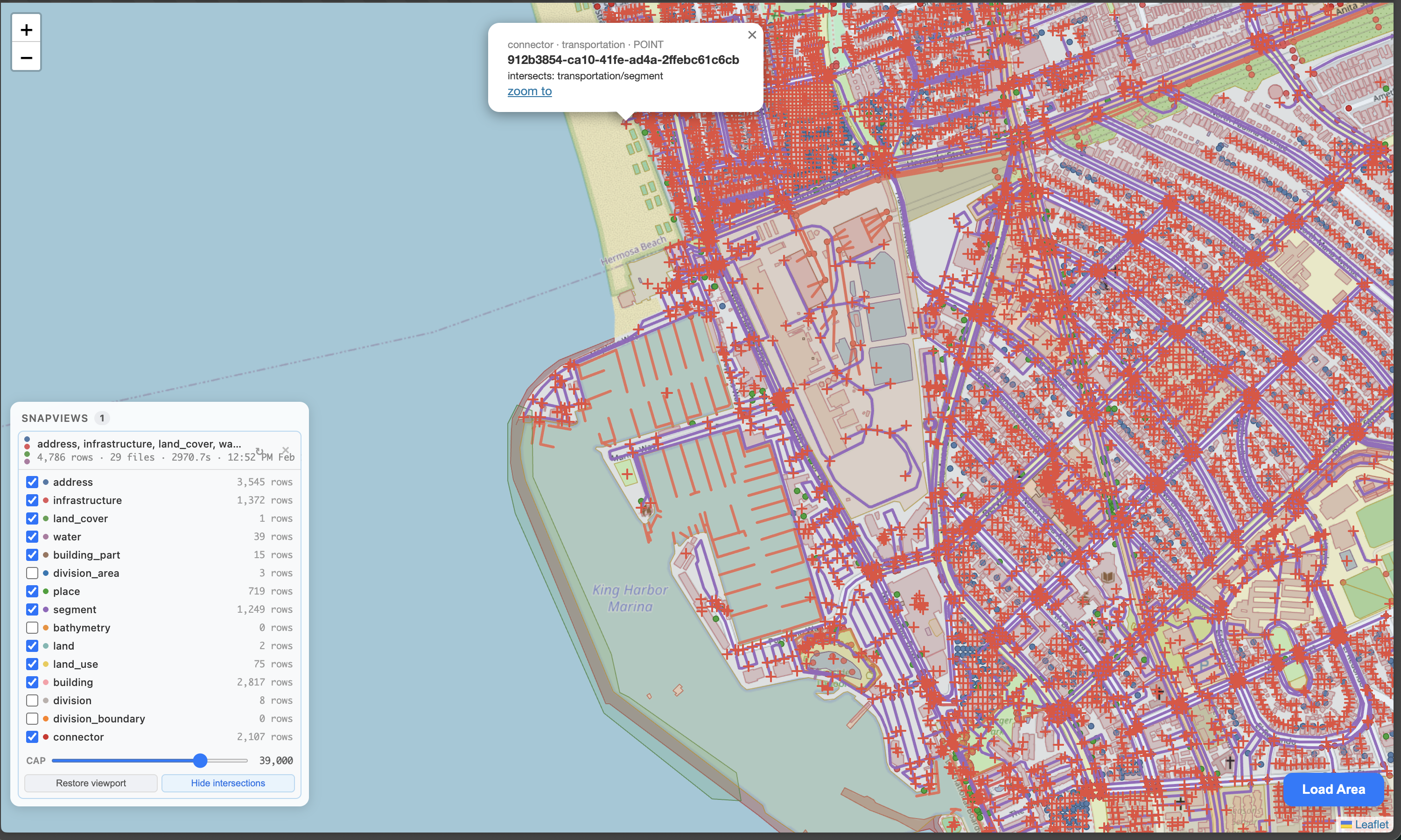 Intersections view showing connector relationships
